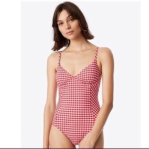 Tory Burch Red and White Gingham One-Piece Swimsuit